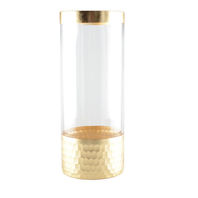 TRANSPARENT AND GOLDEN VASE H30CM