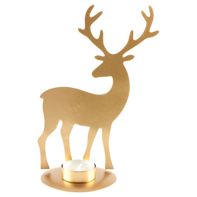 Gold metal deer candle holder