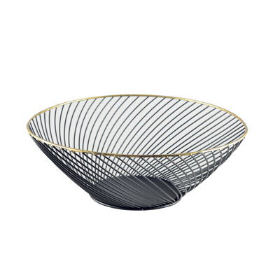 BLACK BREAD BASKET WITH GOLDEN EDGE