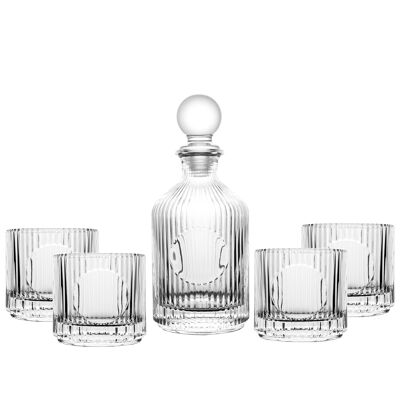 Juego de whisky de cristal rayado con jarra de 500 ml y 4 vasos de 330 ml