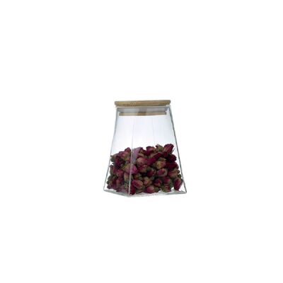 Pot triangulaire avec couvercle en bois 740ml