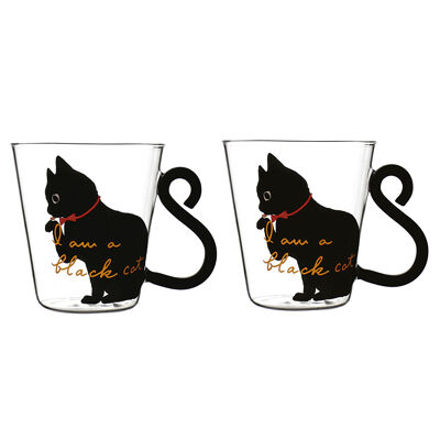 300 ml cups with cat decor - set of 2