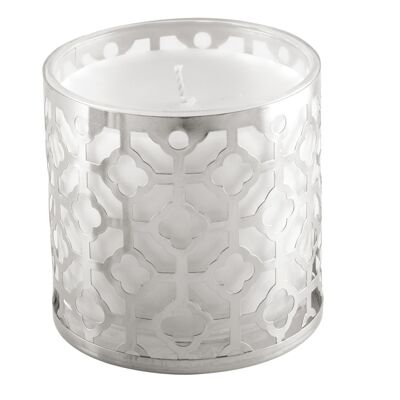 Vanilla metal candle, large silver model, 10x10cm