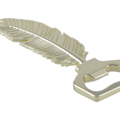 Gold feather bottle opener