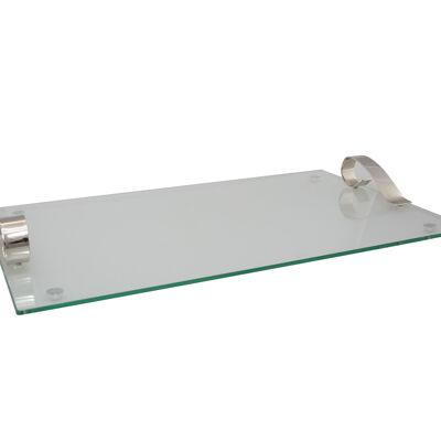 Plateau en verre poignée en métal