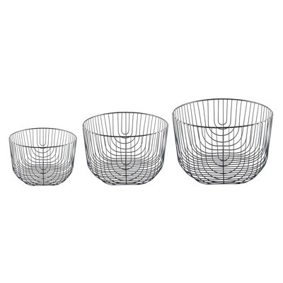 Black iron fruit bowls - set of 3