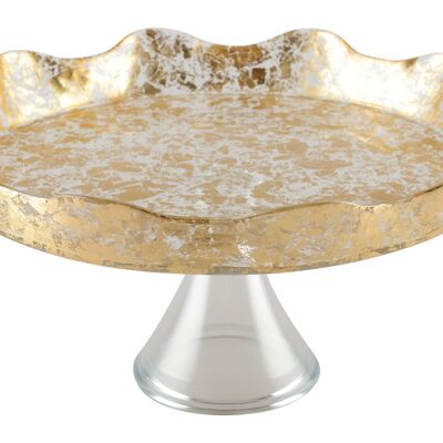 Gold lace footed cake plate