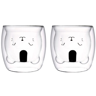 Double-walled teddy bear cups 250ml - set of 2