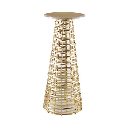 Gold metal candle holder, height 27cm
