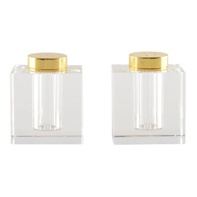 Square gold salt and pepper shakers