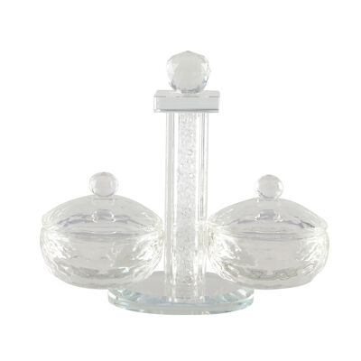 Round crystal salt and pepper shakers