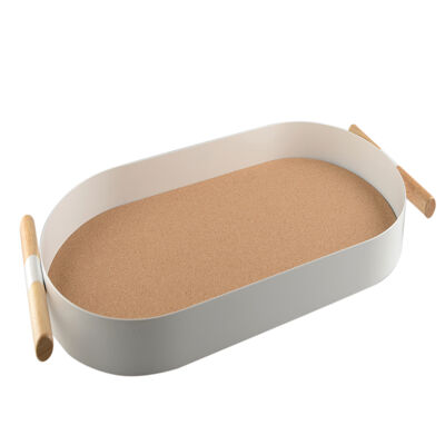 White oval cork tray