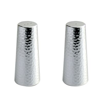 Hammered silver salt and pepper shakers