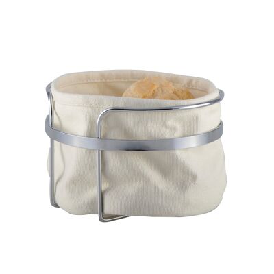 Cesta de pan de tela color crema