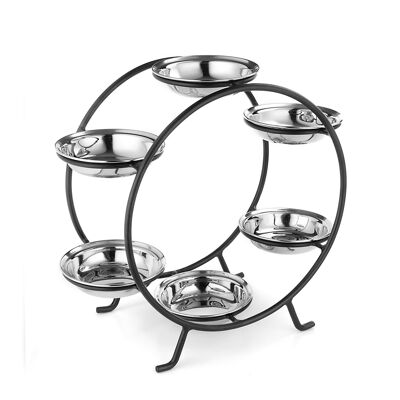 Wheel server with 6 stainless steel cups 36.5x17x32 cm