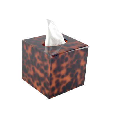 CAJA PAÑUELOS CUADRADO LEOPARDO 12,6X12,6X12CM