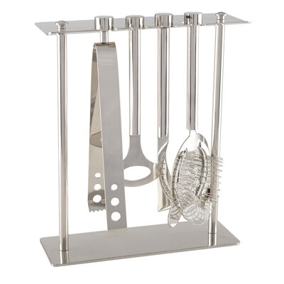 7-piece silver bar tools on stand
