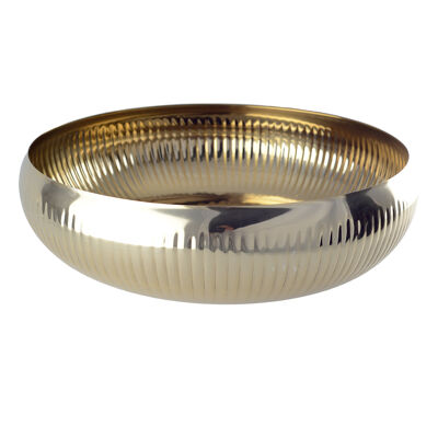 Gold fruit bowl with ribbed pattern 36cm