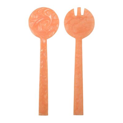 Peach-colored resin salad servers