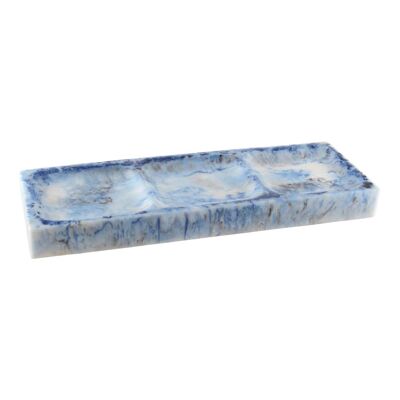 3-compartment appetizer dish / cloud blue resin cake dish