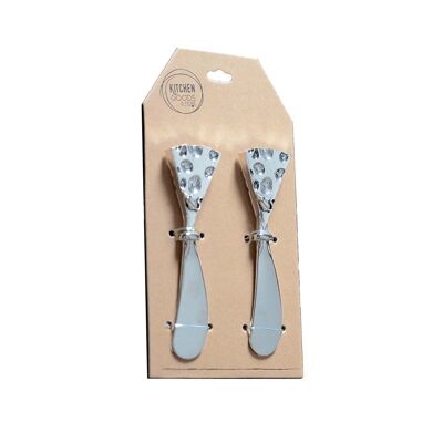 DESIGNER SILVER CHEESE SPREADER - SET OF 2