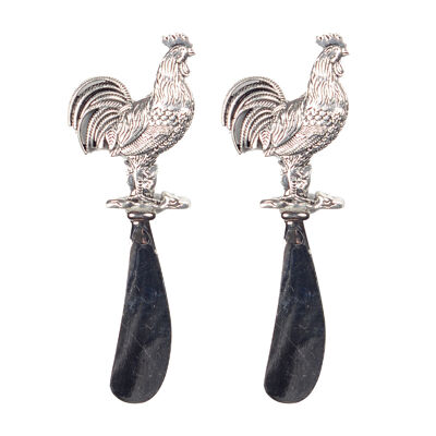silver rooster spreader - set of 2