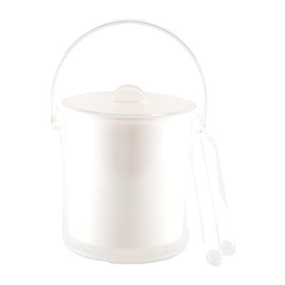 White acrylic ice bucket with tongs