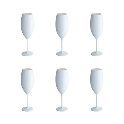 Flûtes à champagne blanches en acrylique 210ml - lot de 6