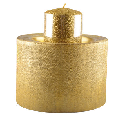 Portavelas de metal dorado 16.5 x 16.5 x 11.5cm