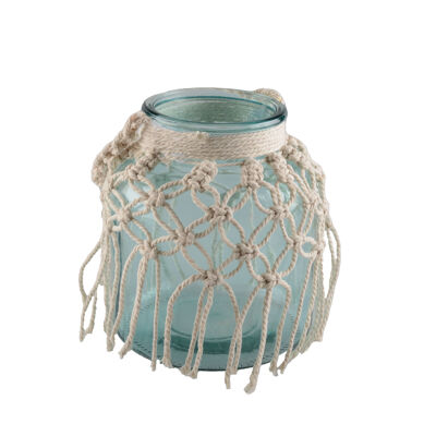 Macrame water green glass vase h.16.5cm