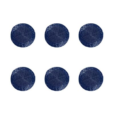 Sottobicchieri perlati blu scuro - Set da 6
