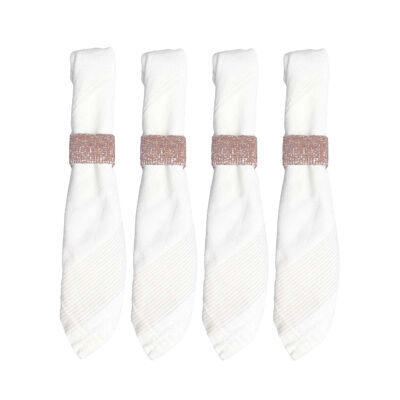Set of 4 rectangular peach napkin rings