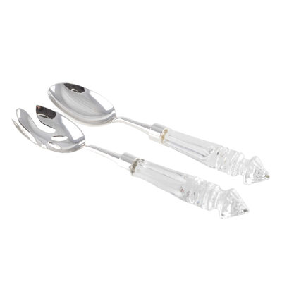 SALAD SERVERS WITH CRYSTAL HANDLES