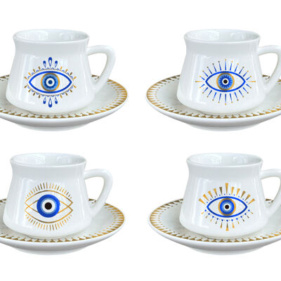 Tasses et sous-tasses chance - lot de 4
