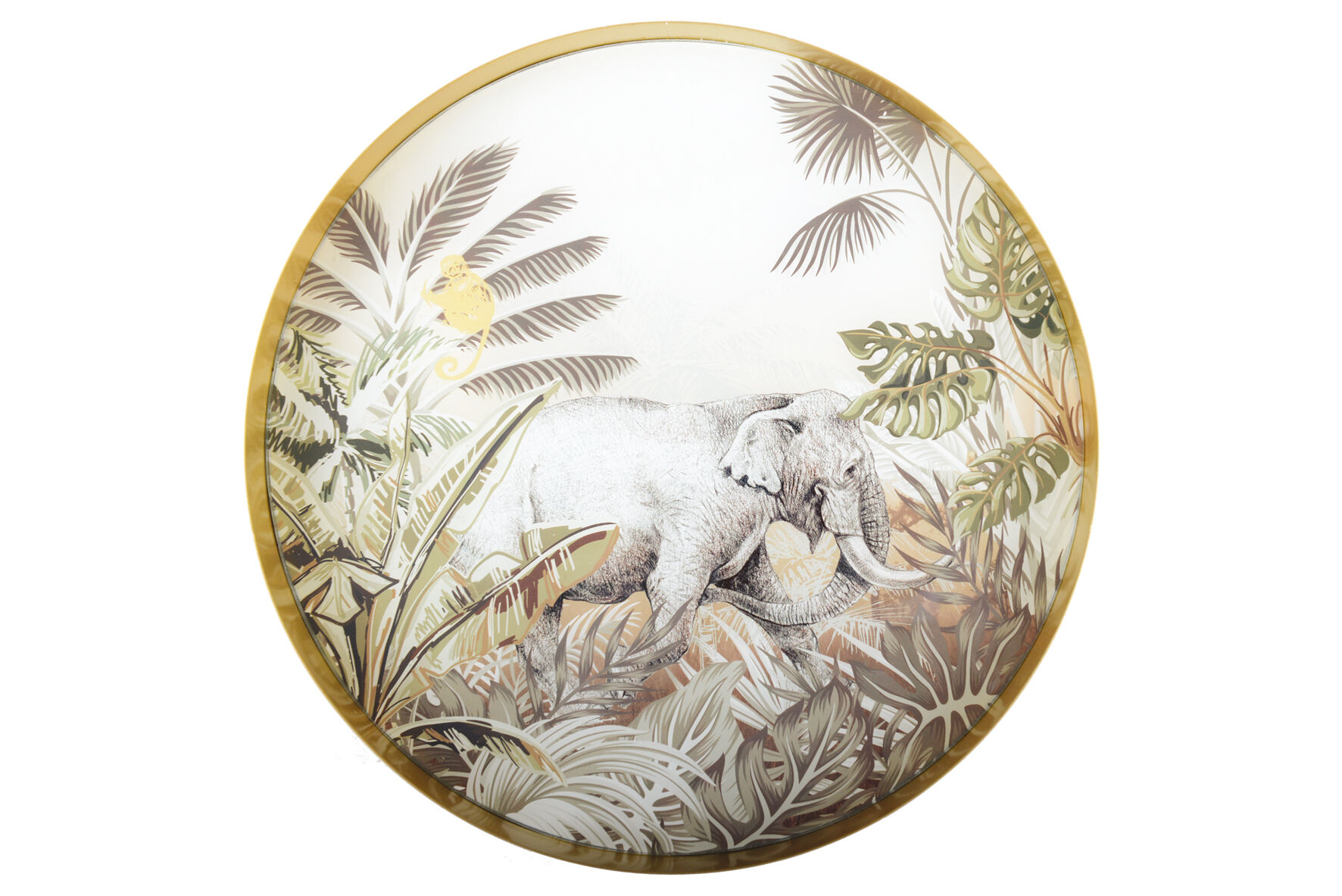 Kenya Elephant Gold Round Tray