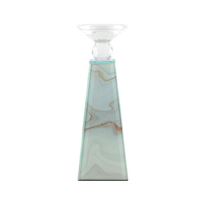 Marble colored candle holder 9x9x27.5cm