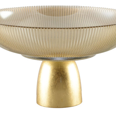 Smoked ribbed flared cup on a gilded base