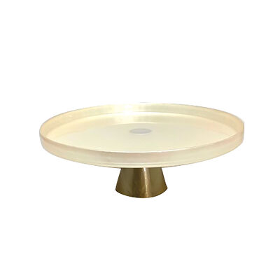 Vanilla cake dish on gold foot h28cm