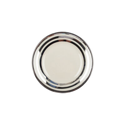 Triple silver rim dessert plate 18cm