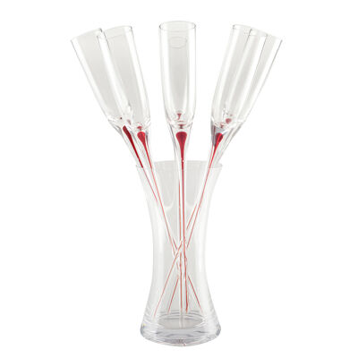 Flûtes pied rouge avec support - lot de 6