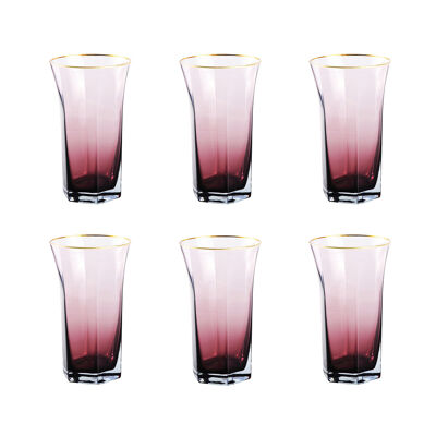 Chopes hautes violet bord doré - lot de 6