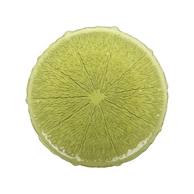 Assiette plate verte 28cm - citron