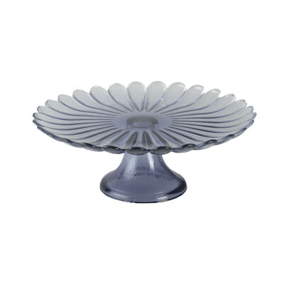 Blue 21cm footed cake plate - spring