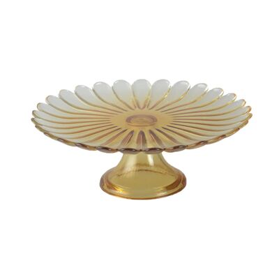 Yellow 21cm footed cake plate - spring
