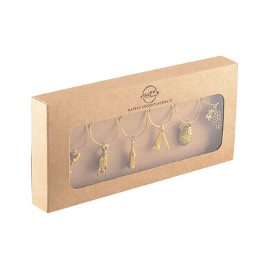 Segnabicchieri con ciondolo dorato - set da 6
