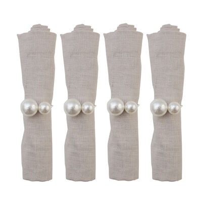 Set of 4 double pearl napkin rings
