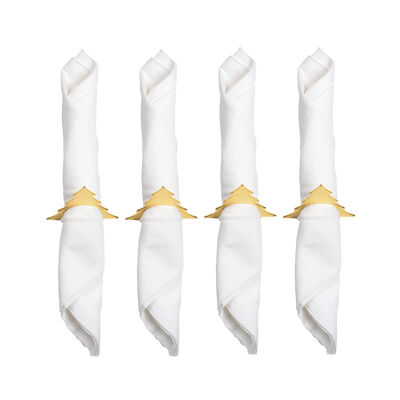 Set of 4 golden fir tree napkin rings