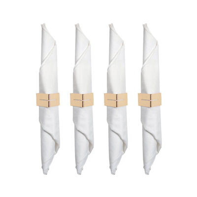 Set of 4 gold hammered triangle napkin rings