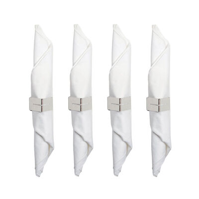 Set of 4 hammered silver triangle napkin rings