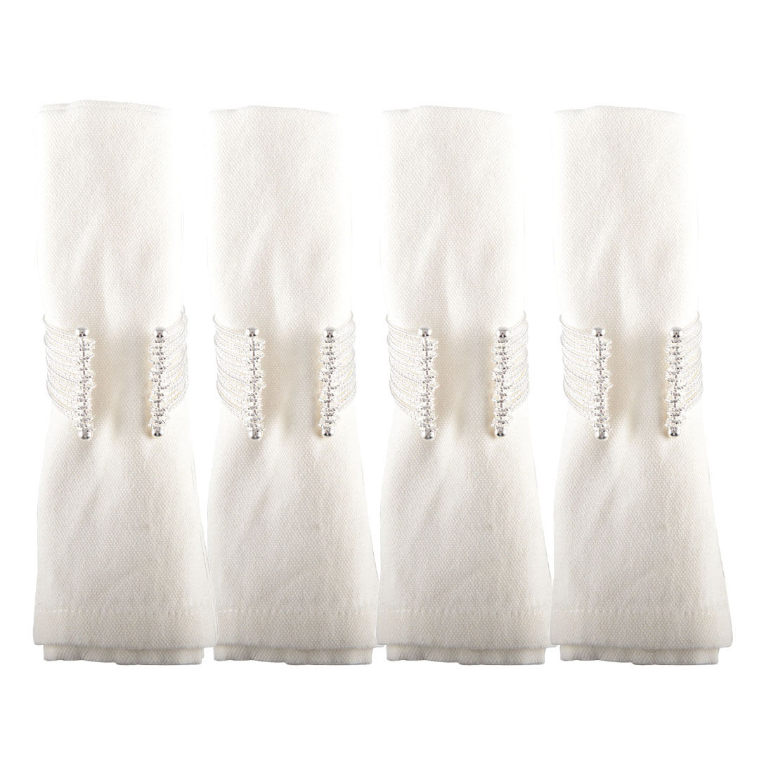 Lot de 4 ronds de serviettes manchettes argent